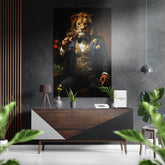 Lion as a Gentleman Brushed Aluminum Dibond Wall Art.